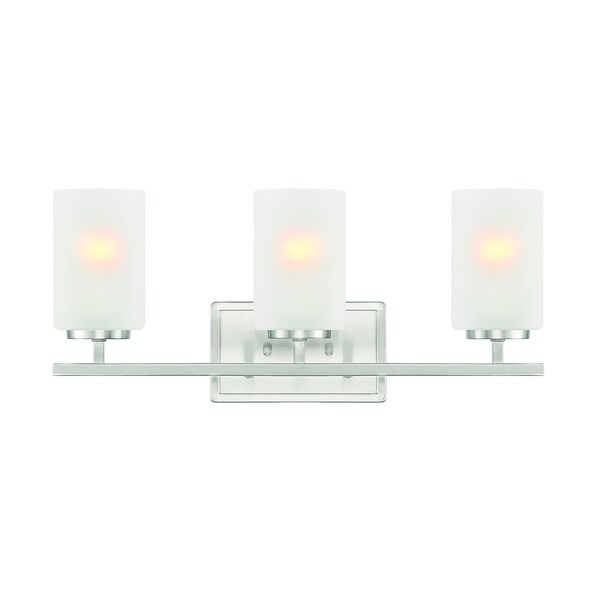 Designers Fountain Carmine 21in 3-Light Brushed Nickel Modern Indoor Vanity Light with Etched Glass Shades D239M-3B-BN - main